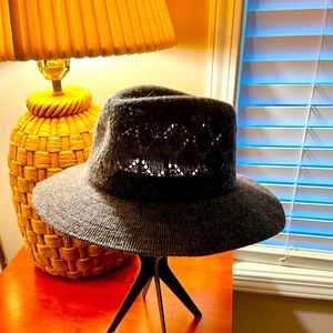 Gray Flannel Hat With Cut Outs